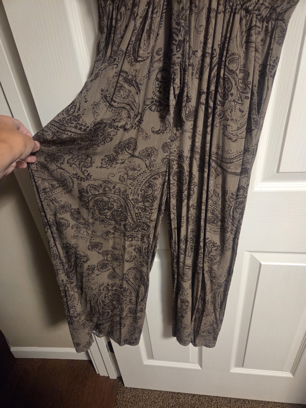 Dress Forum Taupe Paisley Wide-Leg Jumpsuit
